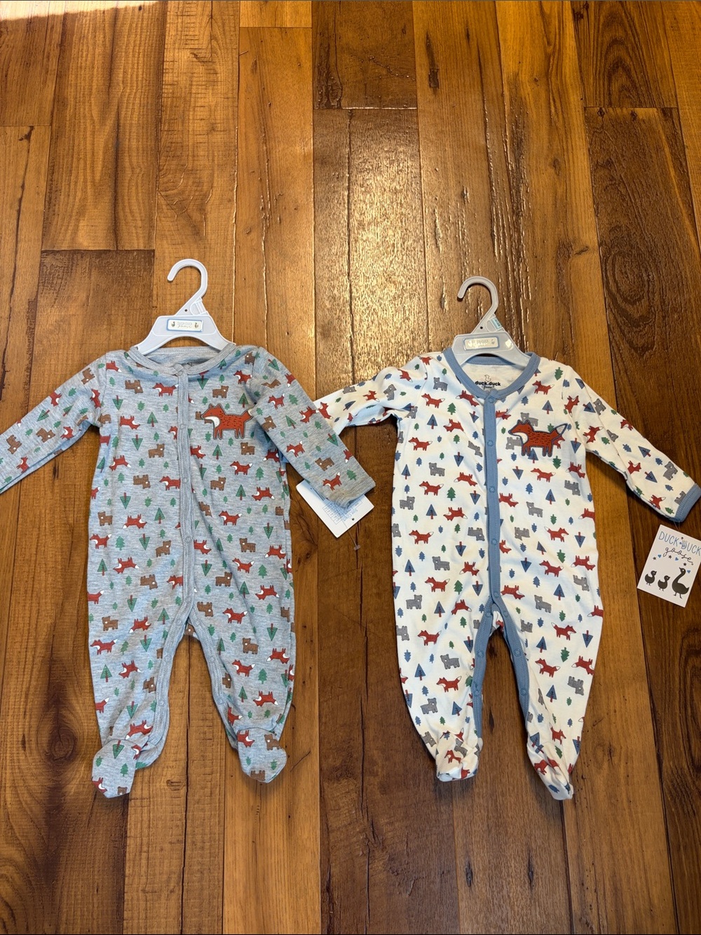 Duck Duck Goose  Fox Themed Set of Two Footie Pajamas NWT 3-6 Months